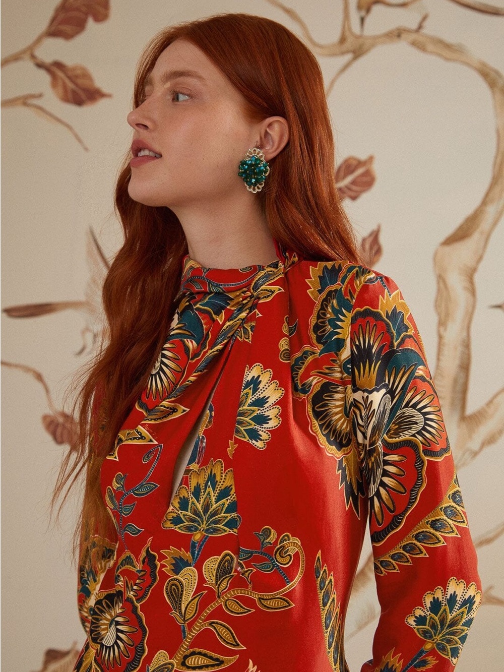 NWT FARM RIO Red Maxi Floral Cutout Midi Dress - Picture 2 of 16